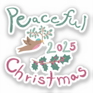 Peaceful Christmas 2025 mistletoe bird Ornament