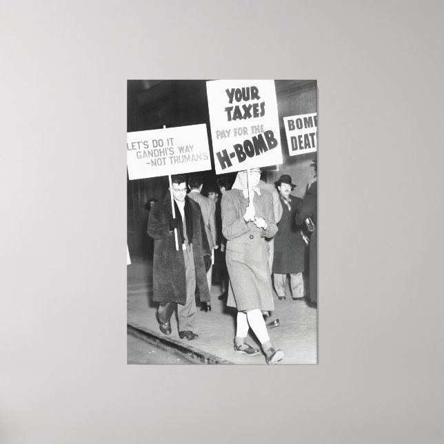 Peaceful Cold War Protest 1950 Canvas Print (Front)