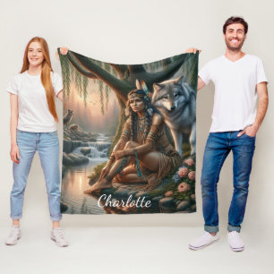 Peaceful connection with nature fleece blanket