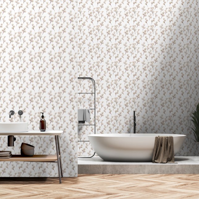 Peaceful Cotton Blossom peel and stick Wallpaper (Bathroom)