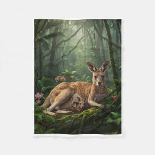 Peaceful Deer Family In Deep Forest Fleece Blanket