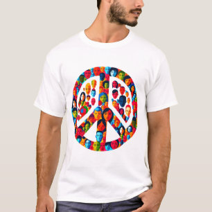 Peaceful Diversity - Global Faces Peace Sign T-Shirt