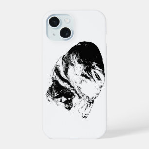 Peaceful Dog Lines Guard Modern Winter Phone iPhone 15 Case