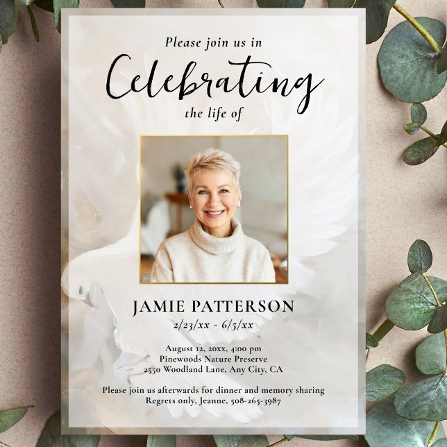 Peaceful Dove Celebration of Life Photo, Funeral Invitation (Creator Uploaded)
