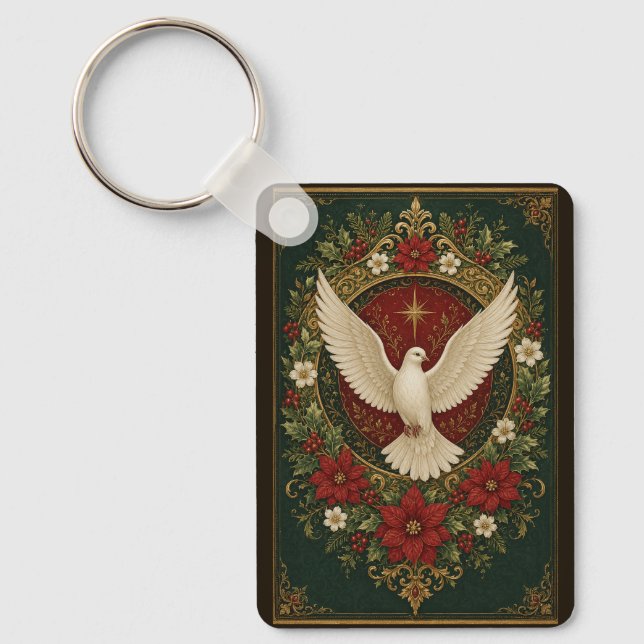 Peaceful Dove Holiday Keychain (Front)