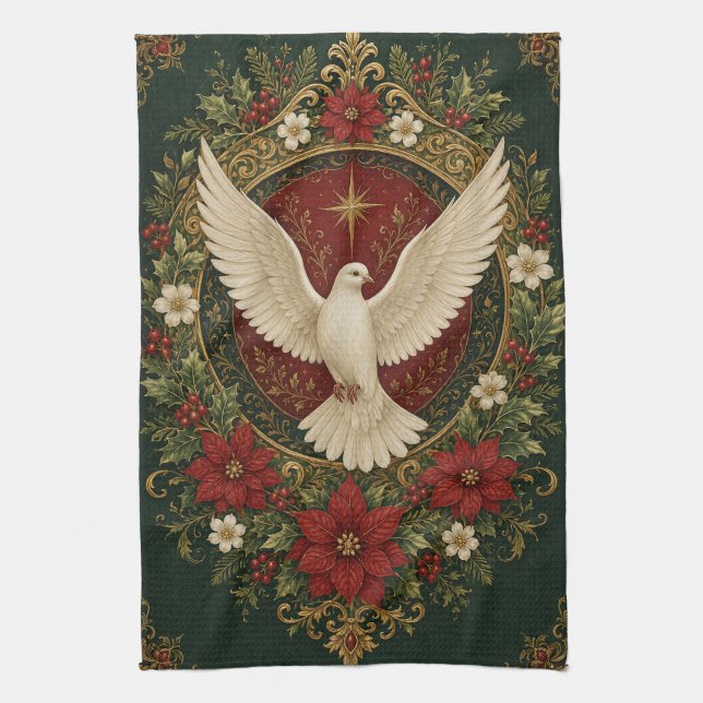 Peaceful Dove Holiday Kitchen Towel (Vertical)