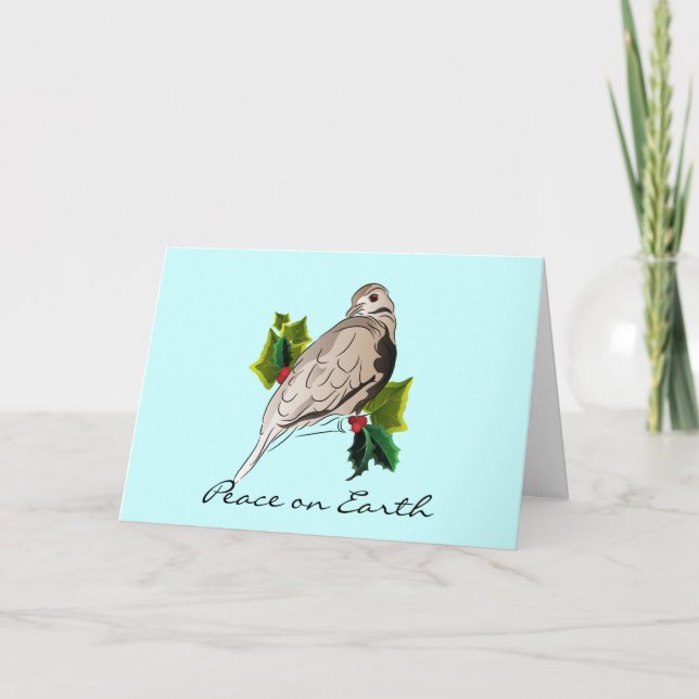 Peaceful Dove with holly and Ivy Christmas Holiday Card (Front)