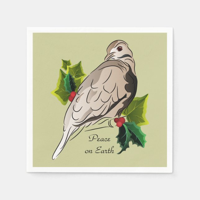 Peaceful Dove with holly and Ivy Napkin (Front)