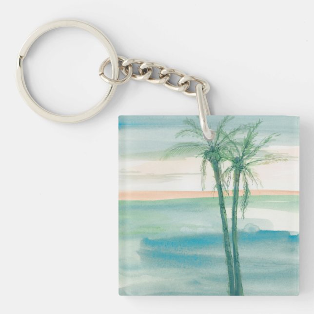Peaceful Dusk Tropical Keychain (Front)