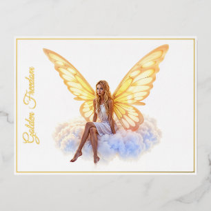 Peaceful elegant fairy glow sky airy and light foil holiday postcard
