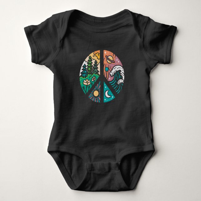 Peaceful Elements: Nature & Cosmos Baby Bodysuit (Front)