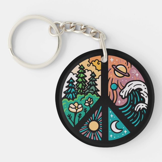 Peaceful Elements: Nature & Cosmos Keychain (Front)