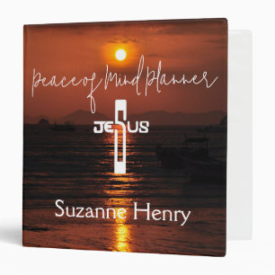 Peaceful End of Life Planner Sunset Jesus Cross Binder