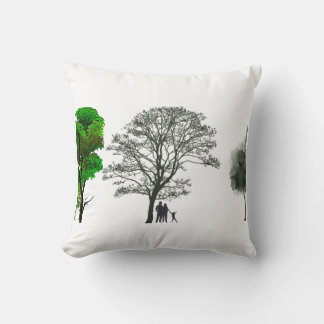 peaceful family silhouette art throw pillow