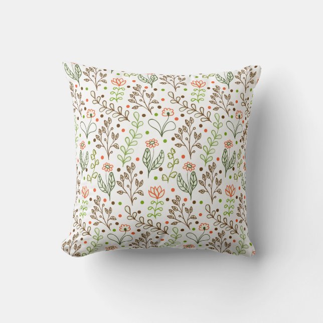 Peaceful floral and branches design for wedding throw pillow (Front)