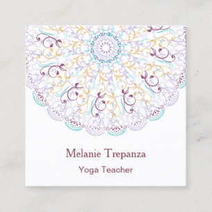 Peaceful flower Mandala yoga meditation Square Business Card