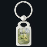 Peaceful Forest Couple in Love Keychain<br><div class="desc">A peaceful forest,  this is for the couple in love.  Featuring an oil painting depiction of a forest,  use the templates to enter text.  Place your order today!</div>