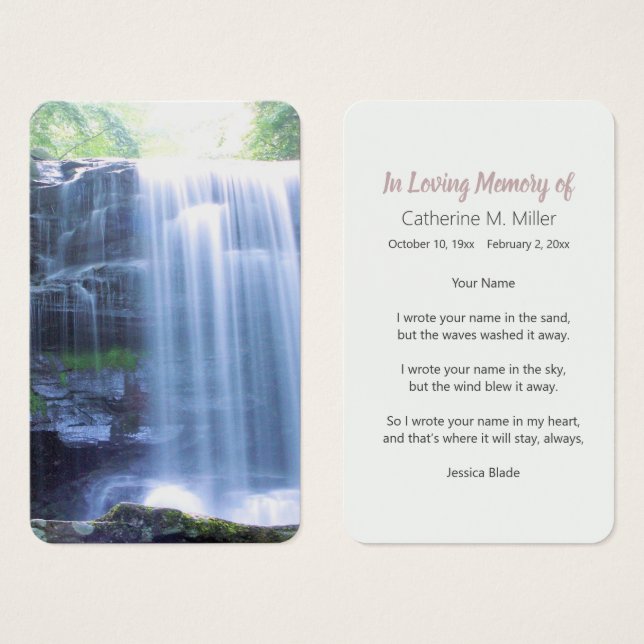 Peaceful Forest Waterfall Funeral Memorial (Front & Back)