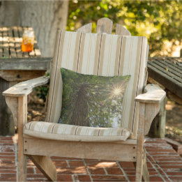 Peaceful Forest With Golden Light Nature Photo Outdoor Pillow