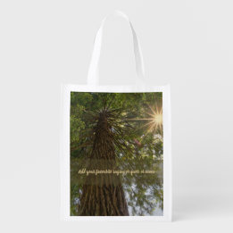 Peaceful Forest With Golden Light Nature Photo Reusable Grocery Bag