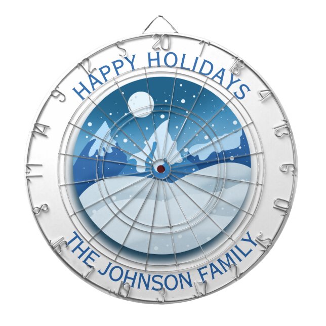 Peaceful Frosted Landscape Custom Dartboard (Front)