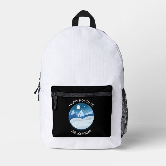 Peaceful Frosted Landscape Custom Printed Backpack (Front)