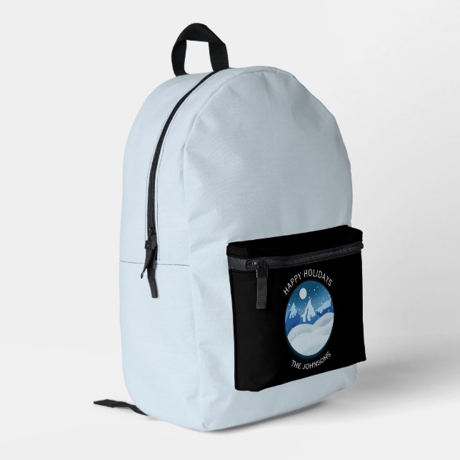 Peaceful Frosted Landscape Custom Printed Backpack (Back Corner Left)