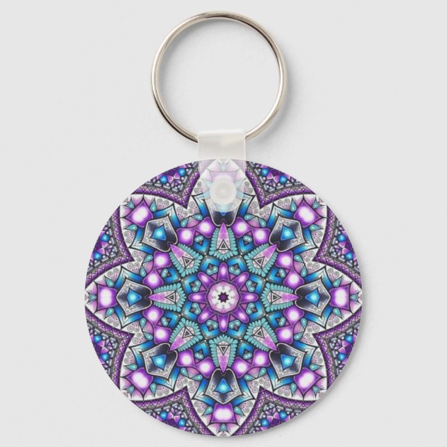 Peaceful Garden Kaleidoscope Mandala Keychain (Front)