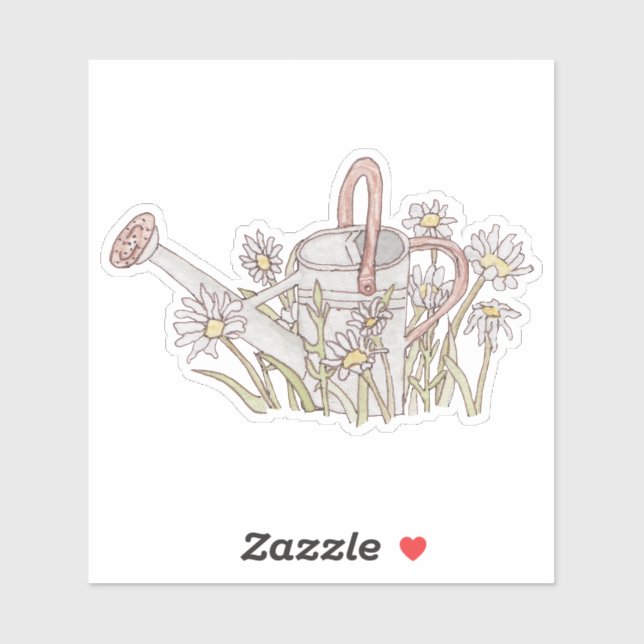 Peaceful Garden Watercolor Watering Can Daisies (Sheet)