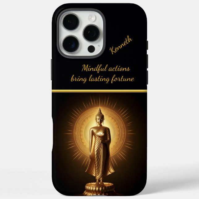 Peaceful Golden Buddha statue, AI art Case-Mate iPhone Case (Back)