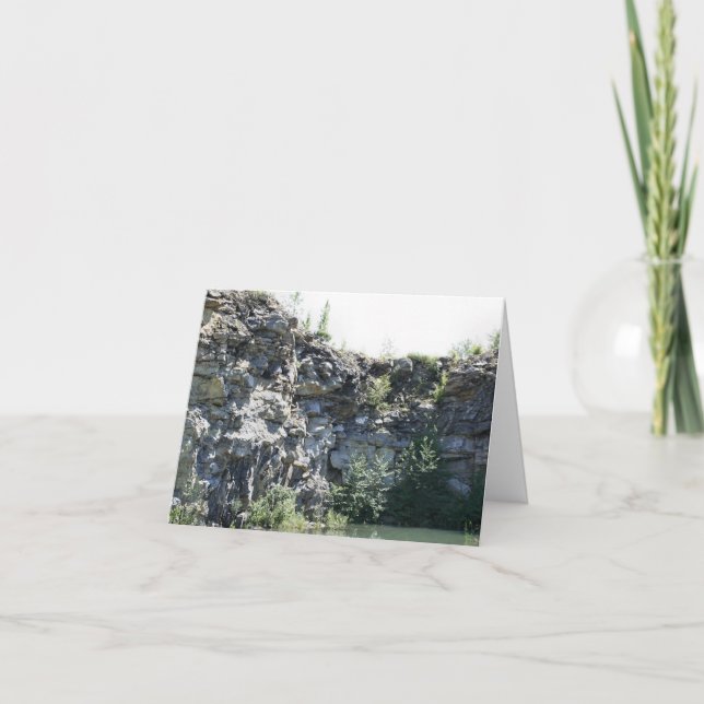 Peaceful Granite Rock Quarry Wall Nature  Note Card (Front)
