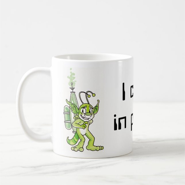 "Peaceful" Green Alien Mug (Left)