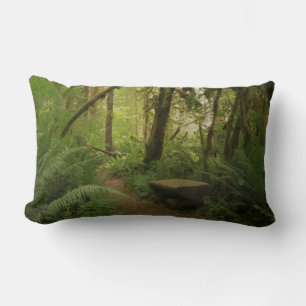 Peaceful Green Forest Trail in Washington Lumbar Pillow