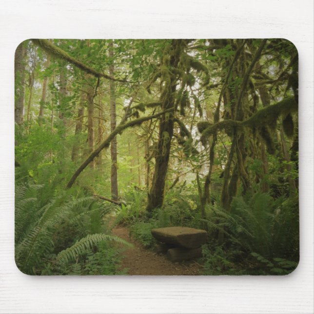 Peaceful Green Forest Trail in Washington Mouse Pad (Front)