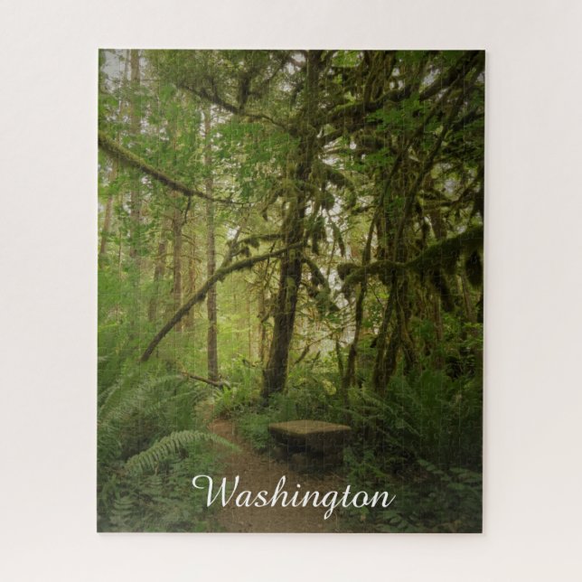 Peaceful Green Forest Trail Washington Jigsaw Puzzle (Vertical)
