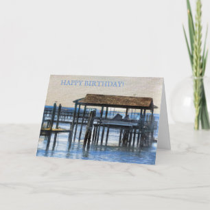 Peaceful Harbour scene - Happy Birthday Holiday Card