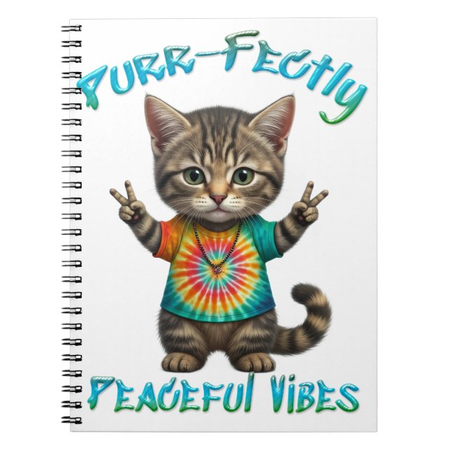 Peaceful Hippie Boho Kitten Vibes  Notebook (Front)