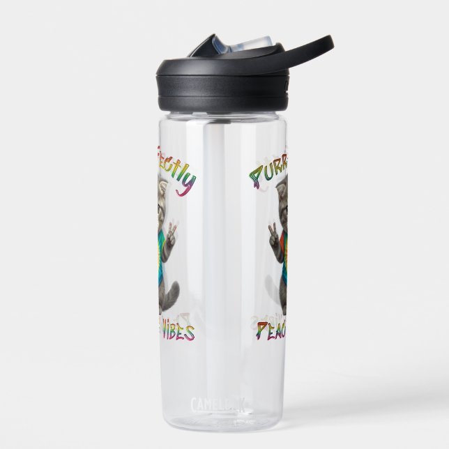 Peaceful Hippie Boho Kitten Vibes  Water Bottle (Left)