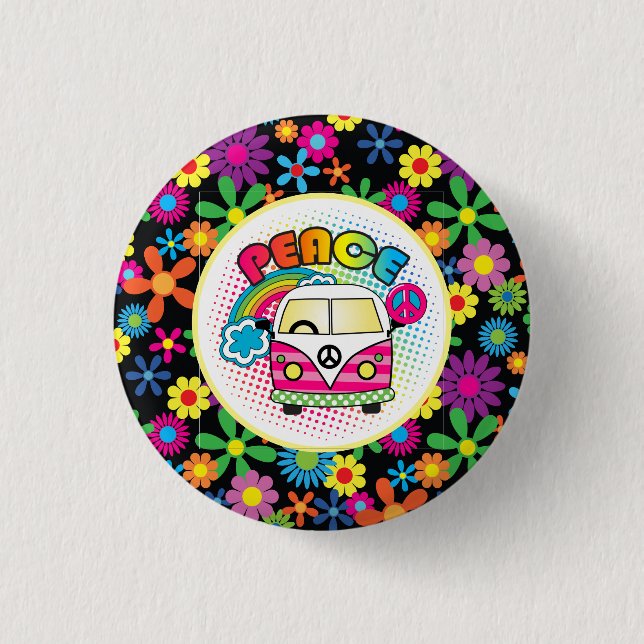 Peaceful Hippy   1 Inch Round Button (Front)