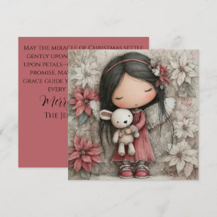 Peaceful Holiday Angel with Poinsettia Grace