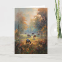 Peaceful Horses Landscape Painting Equine Sympathy