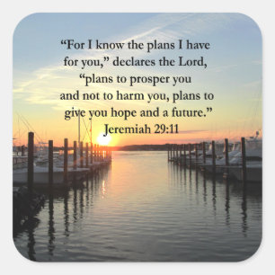 PEACEFUL JEREMIAH 29:11 SUNSET SQUARE STICKER