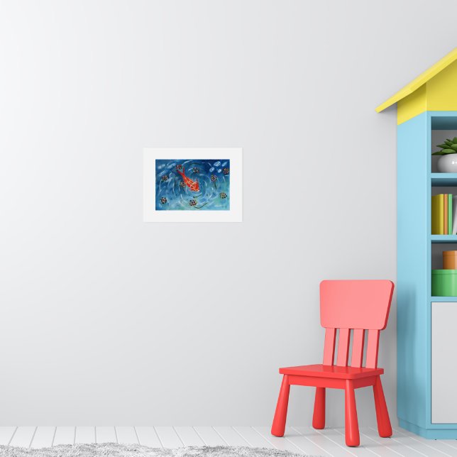 Peaceful Koi Fish Watercolor Wall Art Poster (Nursery 1)