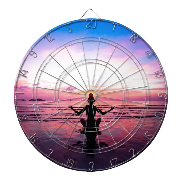 peaceful lady at sunset dartboard (Front)