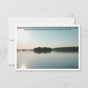 Peaceful Lake and Distant Trees with scripture Thank You Card