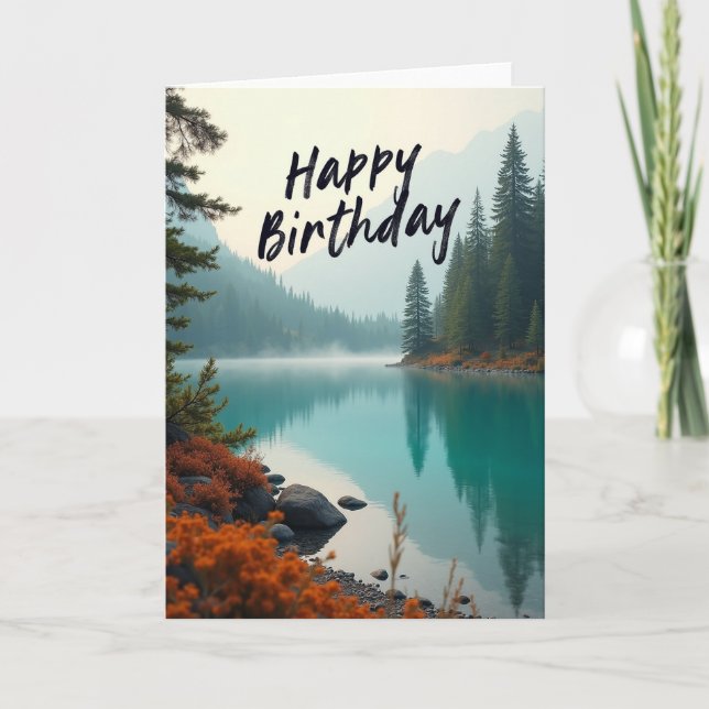 Peaceful Lake Birthday Card (Front)