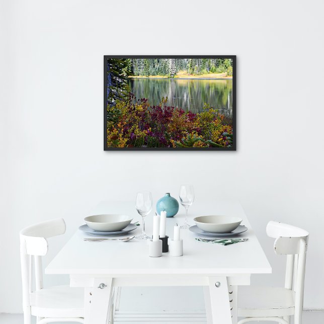 Peaceful Lake Vibrant Fall Colour Landscape Poster (In Situ)