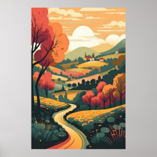 Peaceful Landscape and Autumn Trees Wall Art