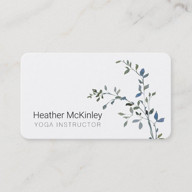 Peaceful Leaf Greenery Minimal Business Card (Front)