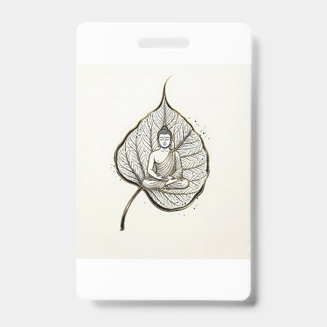 Peaceful Leaf Meditation Art Badge (Front)